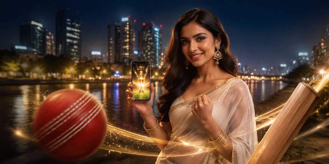 Cricket betting in Bangalore MG Road area with player wearing saree using mobile app