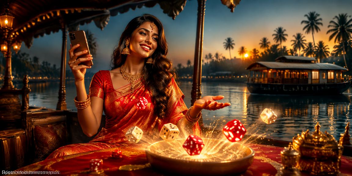 Traditional dice game in Kerala backwaters setting